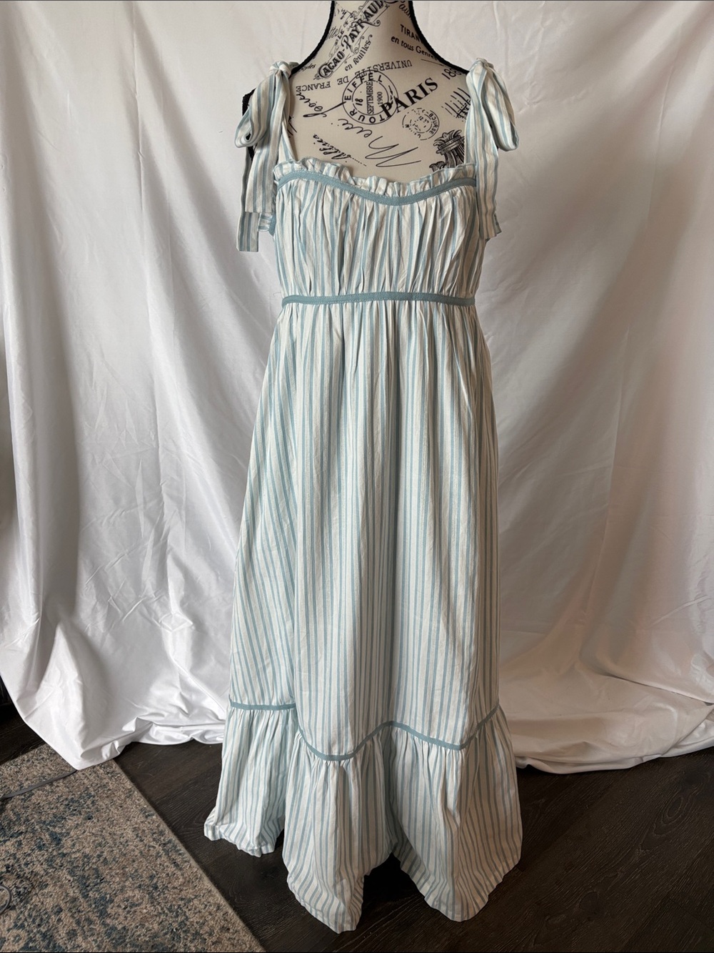 Listicle Light Blue and White Striped Maxi Dress
